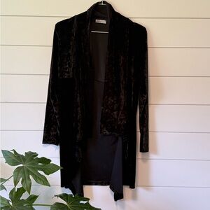 Vintage Tex Gothy Witchy Black Velvet Cardigan Soft XL